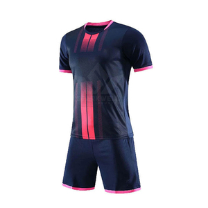 Men's Soccer Jersey Set Navy <b>Pink</b> Striped Short Sleeve Moisture Wicking Breathable Athletic Fit All Seasons 100% Polyester - Product Image 3