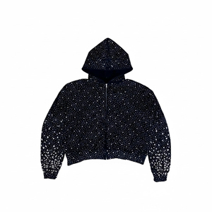 Sweat à capuche d'hiver tendance coupe classique personnalisé avec strass, aspect premium, 100 % coton, écologique, respirant, séchage rapide, avec poche, style urbain - Product Image 5