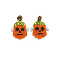 Chic Handmade <strong>Embroidery</strong> Seed Beaded Trendy Statement Earrings <strong>Hoops</strong> Halloween Parties Festive Bohemian Dangle Silver Plated