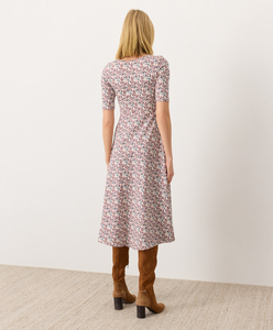 Robe ajustée en coton 100% personnalisée pour femme, tenue décontractée bohème à manches courtes avec poches et col rond - Product Image 1