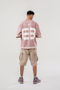 Custom Unisex Regular Football Jersey <b>T</b>-<b>Shirt</b> Dusty Pink Number 33 Streetwear Hip Hop Short Sleeve Printed UV Protection - Product Image 2