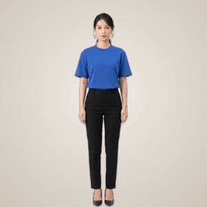 Camiseta de Algodón Azul para Mujer ANIMA, Casual, Transpirable, de Manga Corta - Product Image 1