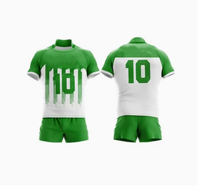 ชุดยูนิฟอร์มรักบี้ เสื้อ กางเกงขาสั้น ชุดทีม 100% โพลีเอสเตอร์ คอวี ไซส์พลัส ชุดทีมสั่งทำ เสื้อผ้ากีฬา ชุดฝึกซ้อม ชุดแข่งขัน - Product Image 2