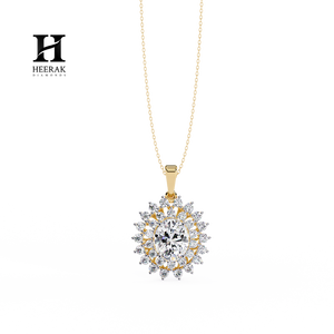 Collar con Colgante de Diamantes de Corte Ovalado de Lujo, Diseño Floral en Racimo, Oro de 18K, Joyería Fina - Product Image 6