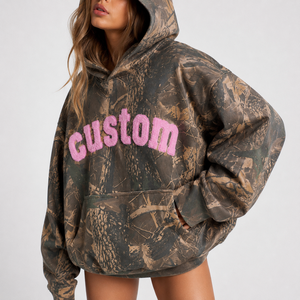 Custom Women's Oversized Breathable Streetwear <b>Long</b> <b>Hoodie</b> Embroidery Letter Front Drop-Shoulder Cotton Knitted High Quality - Product Image 2