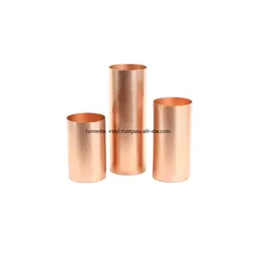Trending Customised Cylinder Metal Vase Set of 3 Rose Gold Metal Cylinder Candle Holders Copper