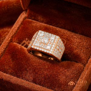 แหวนทรงเจ้าหญิงสีโรสโกลด์แบบ Iced Out เครื่องประดับฮิปฮอปสตรีทแวร์คุณภาพสูง ชุบทอง 18K แหวนแฟชั่นสำหรับผู้ชาย - Product Image 4