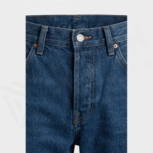 Jean en denim coupe droite délavé foncé pour homme, taille haute, coupe classique, en coton, style décontracté, pantalon d'automne - Product Image 5