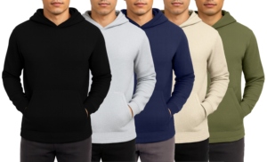 Pull à capuche thermique en coton polyester gaufré uni pour homme, anti-rétrécissement, fabriqué en New Jersey par Ziakot Industry - Product Image 4