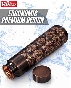 Termo Metálico con Patrón Grabado Estilo Bohemio, Botella de Viaje Portátil con Tapa Negra - Product Image 6