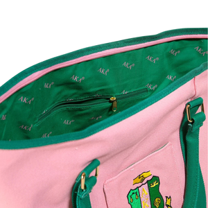 Bolsa de Mano Tipo Tote de Lona Rosa Verde AKA Shield, Gran Capacidad, para Compras, con Cierre, para Viaje, para Mujer - Product Image 5