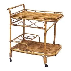 Premium Quality Rattan <b>Serving</b> <b>Trolley</b> With Multi Layer Storage Shelves For Hotels Resorts And Restaurants - Product Image 1