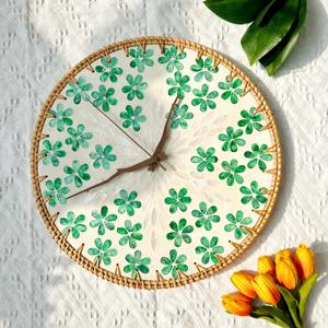 Horloges murales en rotin tressé de luxe, accessoires décoratifs suspendus, qualité exceptionnelle, cadre d'horloge naturel. - Product Image 2