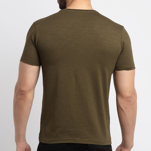 <b>Men's</b> Regular Fit <b>Yellow</b> Solid Regular Sleeve V-Neck <b>T</b>-<b>Shirt</b> Casual 100% Cotton Breathable Anti-Pilling 220g Anti-UV Quick Dry - Product Image 4