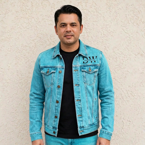 Custom Men's Light Blue Denim <b>Jacket</b> – Vintage Washed <b>Trucker</b> <b>Jacket</b>, Casual Streetwear, OEM & ODM Clothing Manufacturer - Product Image 5