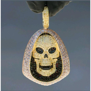 Hip Hop Iced Out Crown <b>Skull</b> Sickle Diamond Pendant Necklace Mens Trendy Party Streetwear Jewelry (Stainless Steel) - Product Image 3