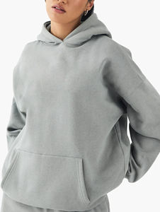 Heavyweight Blank High Street Style OEM/ODM 100% Cotton Women's 2-Piece <b>Set</b> Regular Fit Drop Shoulder Hoodie short <b>sets</b> - Product Image 3