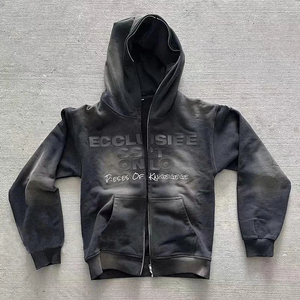 Ensemble sweat à capuche et short pour homme, style streetwear imprimé, deux pièces, rouge et noir, en polyester French Terry, pour l'automne - Product Image 5