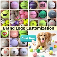 Balles de tennis pour chien avec logo personnalisé, jouets à mâcher interactifs, rebond élevé, caoutchouc naturel, 2,5 pouces, rose, lilas, menthe, couleur pastel, pour chien et animal de compagnie