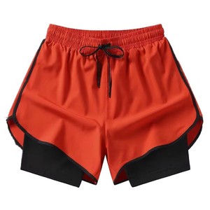 Pantalones Cortos Deportivos de Cintura Alta para Hombre, Color Sólido, Cordón Ajustable, Secado Rápido, Spandex, Poliéster, Franja Lateral Negra, Longitud Corta, OEM, ODM - Product Image 1