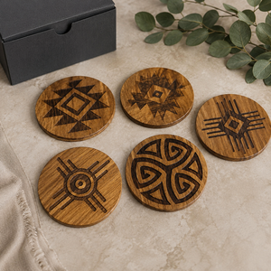 Mandala Laser Cut Solid Wood <b>Coaster</b> Set Handcrafted Heat Resistant <b>Drink</b> Mat Decorative Table Protector Coffee Tea Cup Holder - Product Image 6