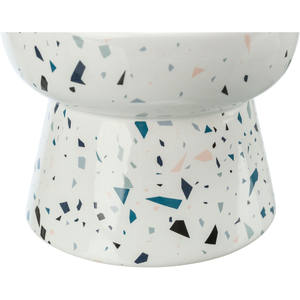 Comedero de cerámica para mascotas de 0.2 L, diseño de terrazo blanco, tazón elevado para gatos y perros - Product Image 2