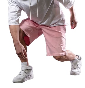 Shorts Bermuda décontractés roses pour homme avec cordon de serrage à la taille et logo imprimé sur le devant, en coton respirant tricoté - Product Image 6
