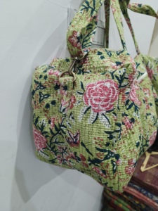 Handmade Manufacturer Quilted Patchwork Duffle Tote Shoulder Blue <b>Bag</b> Cotton Eco Friendly Travel Yoga Shopping <b>Beach</b> Boho - Product Image 3