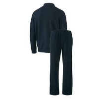 Ensemble de survêtement unisexe bleu marine grande taille style hip-hop, veste zippée avec poches latérales, pantalon à cordon de serrage, coupe ample, idéal pour le printemps, couleur unie