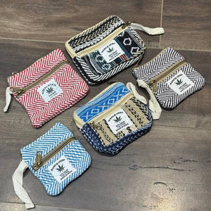 Venta al por mayor hecho a mano cáñamo del Himalaya monedero ecológico Chevron patrón cremallera bolsa para efectivo y monedas pequeña cartera sostenible - Product Image 2