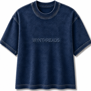 เสื้อยืดเดนิมพรีเมียมสั่งทำพิเศษทรงโอเวอร์ไซส์สไตล์วินเทจผ้าฝ้ายหนานุ่มสำหรับสตรีทแวร์ ปักลายตามสั่ง รับผลิตแบบ OEM/ODM - Product Image 3