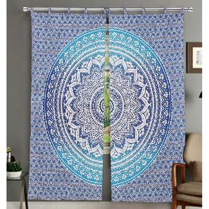 Rideaux de fenêtre en coton bohème indien, panneaux de porte pour chambre à coucher, 2 panneaux, rideaux à pampilles pour salon - Product Image 6