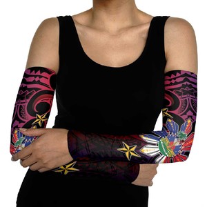 Manga de compresión de seda helada unisex con protección solar UPF50+ y diseño floral tribal, estampado por sublimación, para brazo completo - Product Image 6