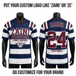 Camiseta de Fútbol Americano para Hombre, 180 GSM, Malla de Poliéster, Azul Marino, Blanco, Marrón, Panel en el Hombro, Impresión por Sublimación Personalizada, Bordado - Product Image 1