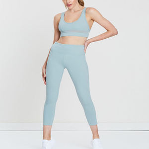 Seamless Women's Sports <b>Bra</b> Racerback Scoop Neck Medium Support Yoga Fitness Top Light <b>Blue</b> - Product Image 1