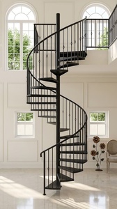 Escalera de Caracol de Hierro Forjado con Barandillas Tubulares Resistentes al Óxido, Fácil Montaje DIY, Diseño Moderno para Balcón, Uso Interior/Exterior - Product Image 5