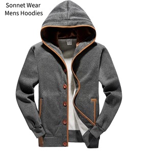 Mens Winter 100% Cotton Quick Dry <b>Thin</b> Long Sleeve Pocket Distressed Zipper-Up <b>Hoodie</b> - Product Image 1
