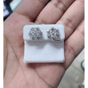 Boucles d'oreilles fleur diamant bijoux de luxe Bling déclaration pour unisexe vêtements de tous les jours clous pavés floraux - Product Image 1