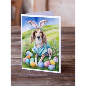 Whimsical A7 Tamaño 5x7 Saluki Easter Egg Hunt Tarjetas de notas en blanco Paquete de 8 con sobres para saludos - Product Image 2