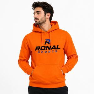 เสื้อฮู้ดผู้ชายสีส้มยี่ห้อ Ronal Sports ผ้าฝ้ายฟลีซ โลโก้ด้านหน้า แขนยาวทรงปกติ สไตล์ฤดูใบไม้ร่วง ราคาพิเศษ - Product Image 3