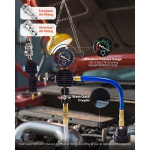 Kit Tester Pressione Liquido Refrigerante 47 Pezzi, Kit Riempimento Radiatore Sottovuoto con 3 Adattatori Metallici Universali per Strumenti di Ispezione Auto - Product Image 5