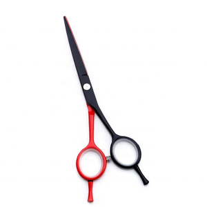 Ciseaux de barbier professionnels pour droitiers, 6 pouces, en acier inoxydable, manche moyen en plastique, lame tranchante, 32 dents pour effiler les cheveux - Product Image 1