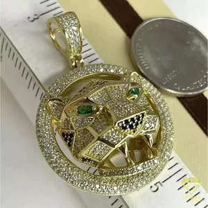 Collar con Colgante de Cara de Pantera de Diseño con Moissanita Certificada por GIA, Chapado en Oro de 14K, Estilo Hip Hop, Regalo - Product Image 3