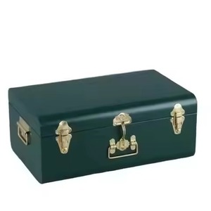Hot Selling Metallic Gold Vintage Trunk Heavy Duty Decorative Iron <b>Suitcase</b> Brass Latch Locks Decorative Bedroom Storage Case - Product Image 6