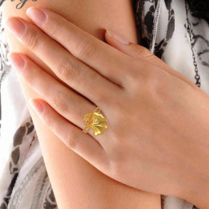 Luxury 18K Gold Plated Calla Lily Flower <b>Adjustable</b> <b>Ring</b> for Women Nature Inspired Floral Open Finger <b>Ring</b> Elegant Wedding <b>Ring</b> - Product Image 2