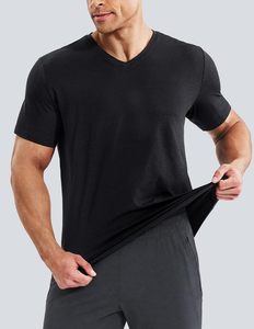 T-shirt pour homme à col en V, manches courtes, tissu en coton premium, doux, confortable, respirant, haut décontracté, coupe ajustée, été, écologique - Product Image 3