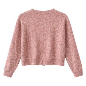 Cardigan rose en tricot pour femme, col en V, manches longues, haut décontracté d'automne avec ceinture à nouer - Product Image 2