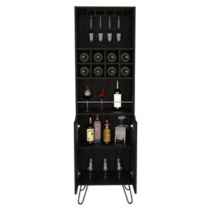 Mueble Bar Alto Manhattan con Ocho Botelleros Integrados y Dos Armarios de Una Puerta en Negro - Product Image 4