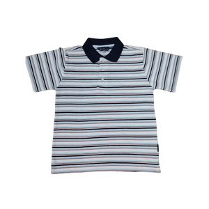 Polo a rayas para hombre de manga corta con elegante diseño de cuello en contraste - Product Image 1