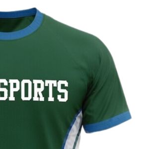 Camiseta de Netball Unisex Verde Bosque y Blanca Sublimada, de Poliéster, Manga Corta, Cuello Redondo, Ropa Deportiva Atlética con Paneles Laterales para Entrenamiento - Product Image 3